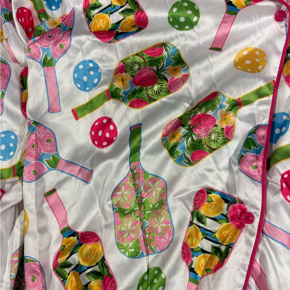 Vibrant Multicolor Women's Pickleball Pajama Set - Picture 4 of 5